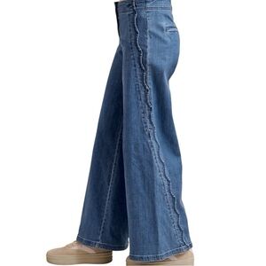 BiBi Wavy Side Edge Detail Lined Wide Leg Jeans